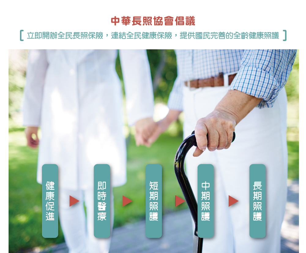 中華長照協會倡議：立即開辦全民長照保險，連結全民健康保險，提供國民完善的全齡健康照護